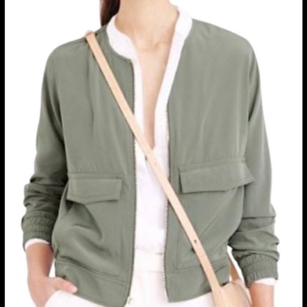 JCrew Jacket Utility Lightweight Bomber Full Zip Patch Pockets C1558